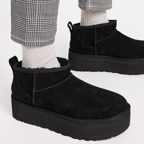NEW UGG Classic Ultra Mini Black Platform Size 7 - Picture 9 of 13